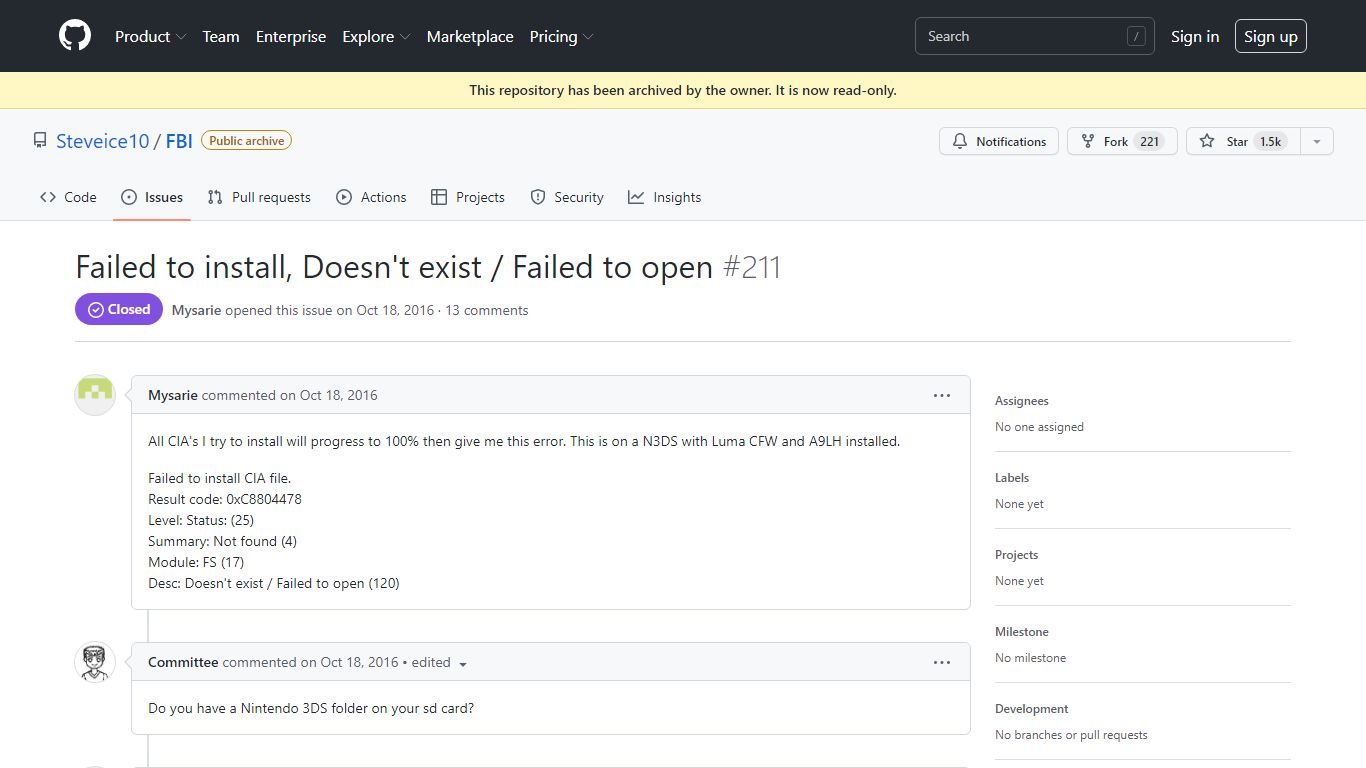 Failed to install, Doesn't exist / Failed to open #211 - GitHub